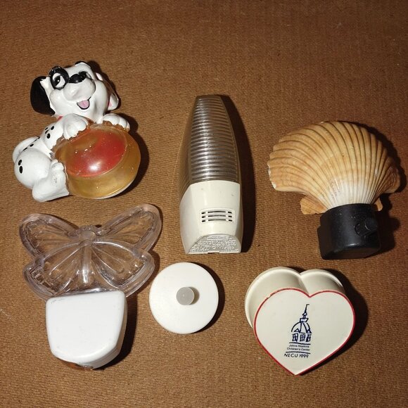 Lot Of 6 Vintage Night Lights Dog Butterfly Shell Heart Unique Designs Working C - Picture 1 of 2